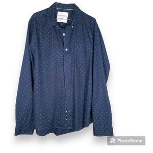 Aeropostale Men Long Sleeve Dress Shirt Size XL Navy Blue
